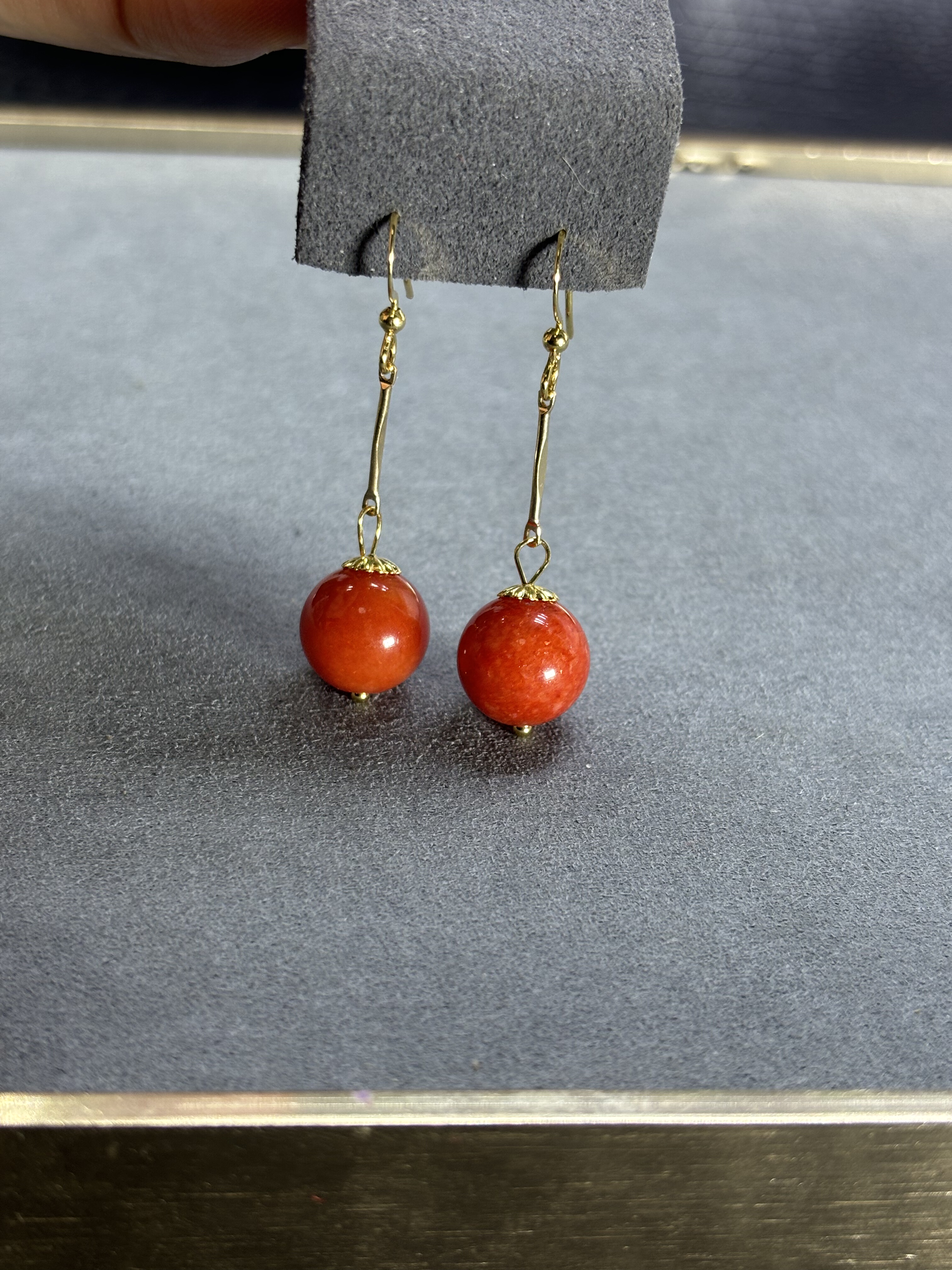 天然缅甸红翡翠纯银耳坠古风耳饰玉石耳环红色配旗袍国风耳饰女