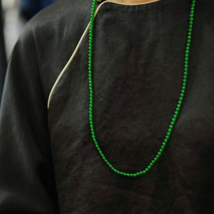 天然缅甸A货翡翠高冰透正阳绿翡翠4mm精致爆款 小米珠三圈手链项链