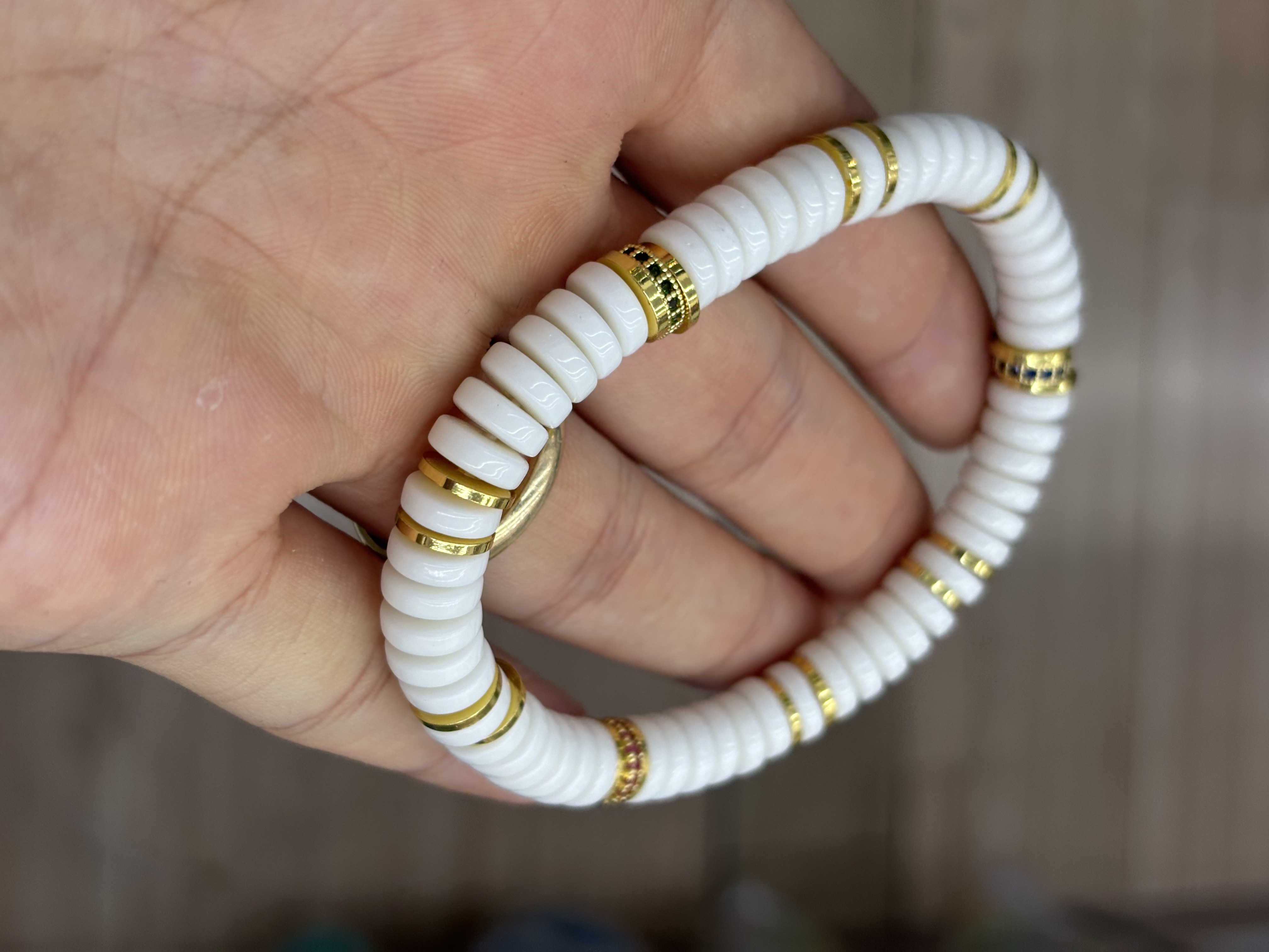 【原创】天然猛犸象牙手链牙芯果冻料归圆直切药片手串女文玩手链