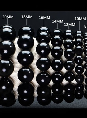 新品【假一赔十】天然黑玛瑙手链纯黑佛珠手串男女情侣单圈手链