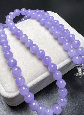 天然缅甸翡翠老坑冰种紫罗兰长款佛珠108颗天然玉石冰紫色毛衣链