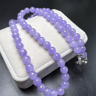 天然缅甸翡翠老坑冰种紫罗兰长款佛珠108颗天然玉石冰紫色毛衣链