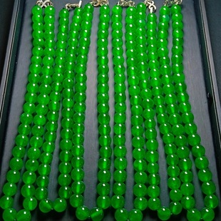 帝王绿天然缅甸冰种满绿翡翠圆珠项链绿色女满阳珠链玉石精品珠串