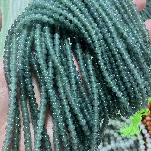 天然缅甸a货翡翠手串冰种蓝水圆珠项链108颗佛珠翡翠毛衣链玉项链