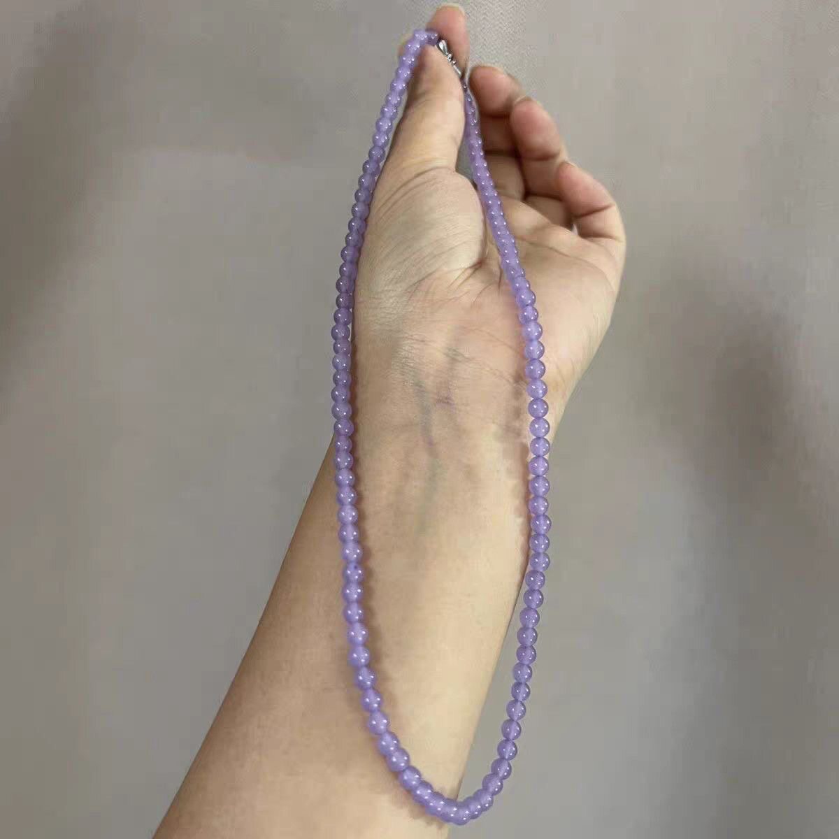 天然翡翠冰种正阳紫手链项链两用款帝王紫小米珠紫罗兰圆珠子翡翠