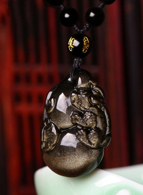 本命年貔恘黑曜石葫芦挂件