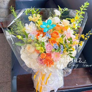 西安鲜花同城速递田园风花艺生日鲜花送妈妈送闺蜜本地花店专人送