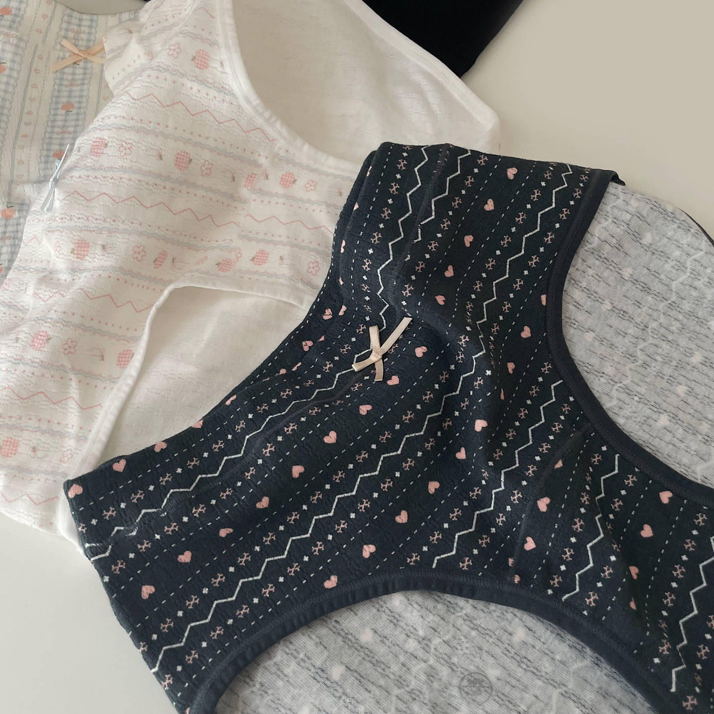 韩系少女bm风甜美复古碎花纯棉内裤女中腰包臀舒适透气三角裤