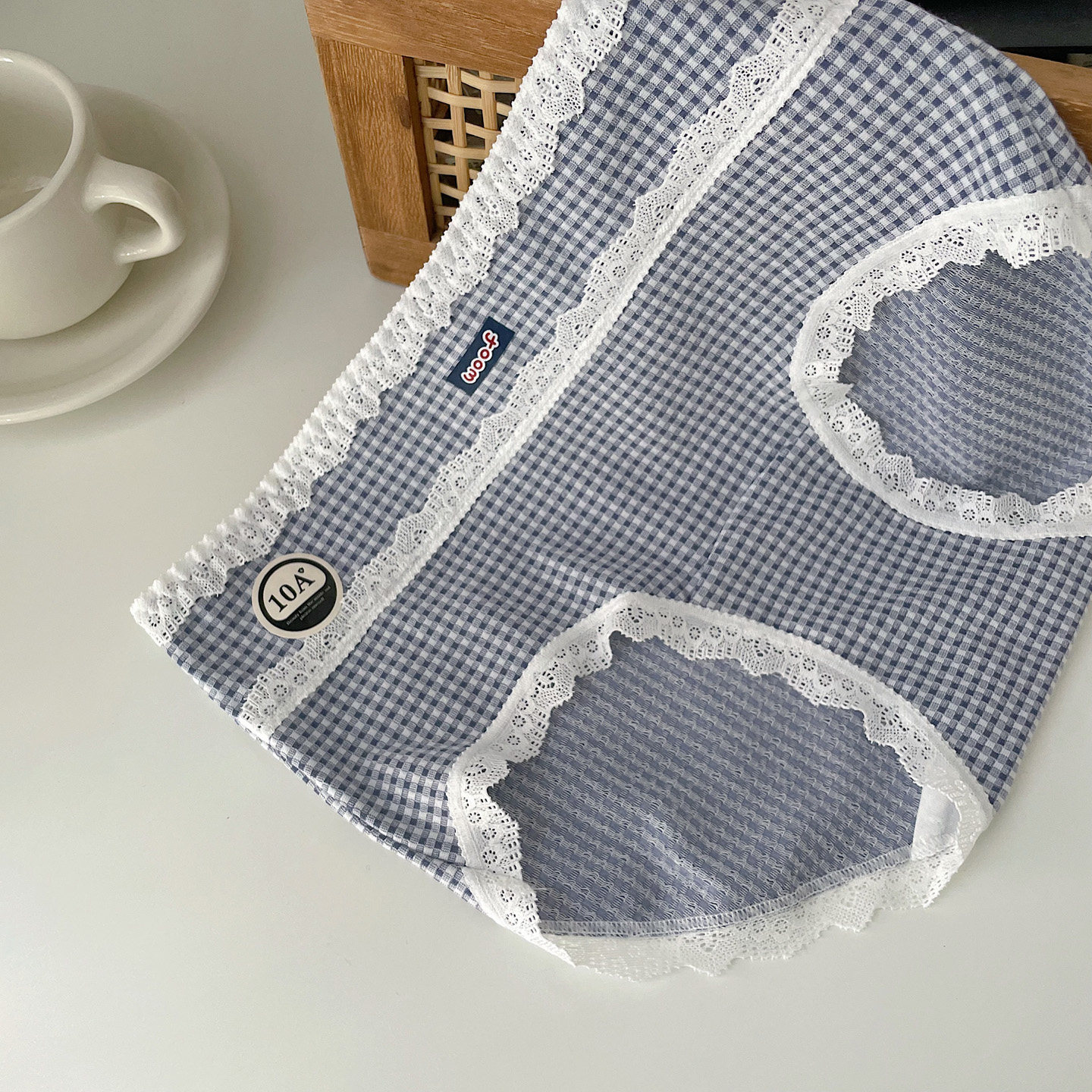 钻石蓝升级回归~10A抑菌加长纯棉裆格纹拼接蕾丝边中腰内裤女三角,女士内衣/男士内衣/家居服,女三角裤,淘宝优惠券,粉丝福利购,淘宝优惠卷