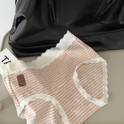 条纹控自留 复古彩棉舒适纯棉中腰包臀内裤女含汉麻桑蚕丝内裆