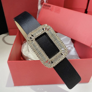 欧美RV绸缎面水钻小号皮带女方扣超闪镶钻配裙子腰封装饰网红细腰
