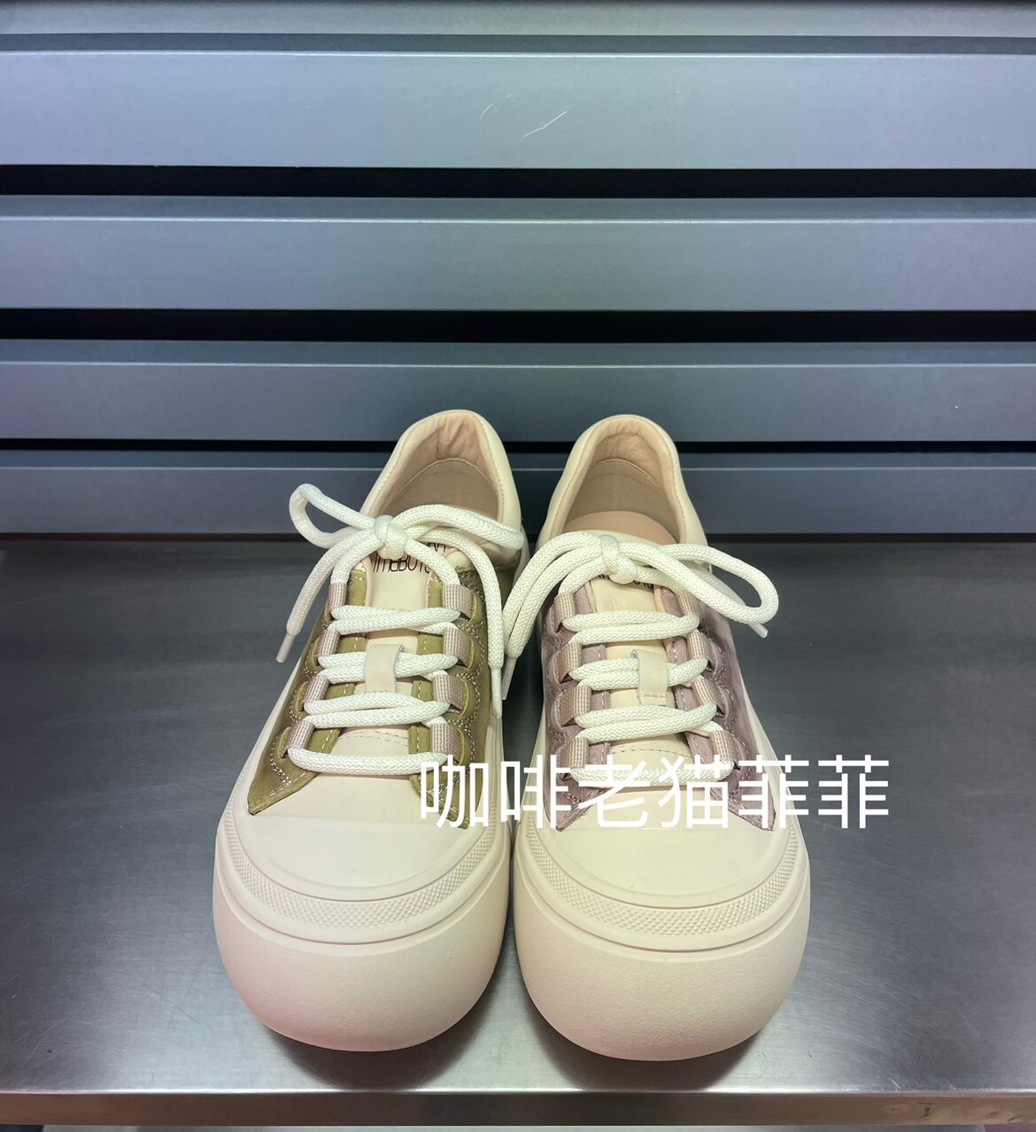 西村名物中跟拼色休闲系带女板鞋2024年春季款x24am10621商场同款