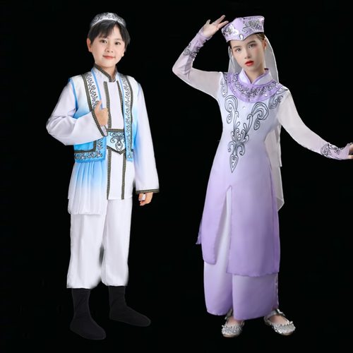 六一新款儿童维吾族舞蹈演出服新疆舞蹈演出服装少数民族回族服男