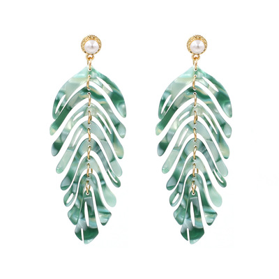 Leaf Acrylic Dangle Erring women gift party long ear rings