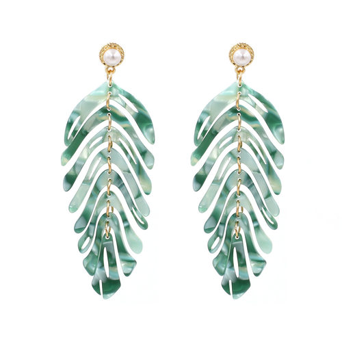Leaf Acrylic Dangle Erring women gift party long ear rings
