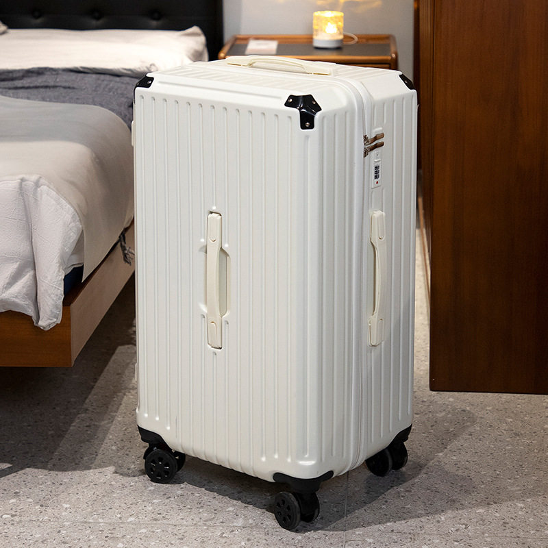 large size cup holder luggage suitcase USB trolley travel图片