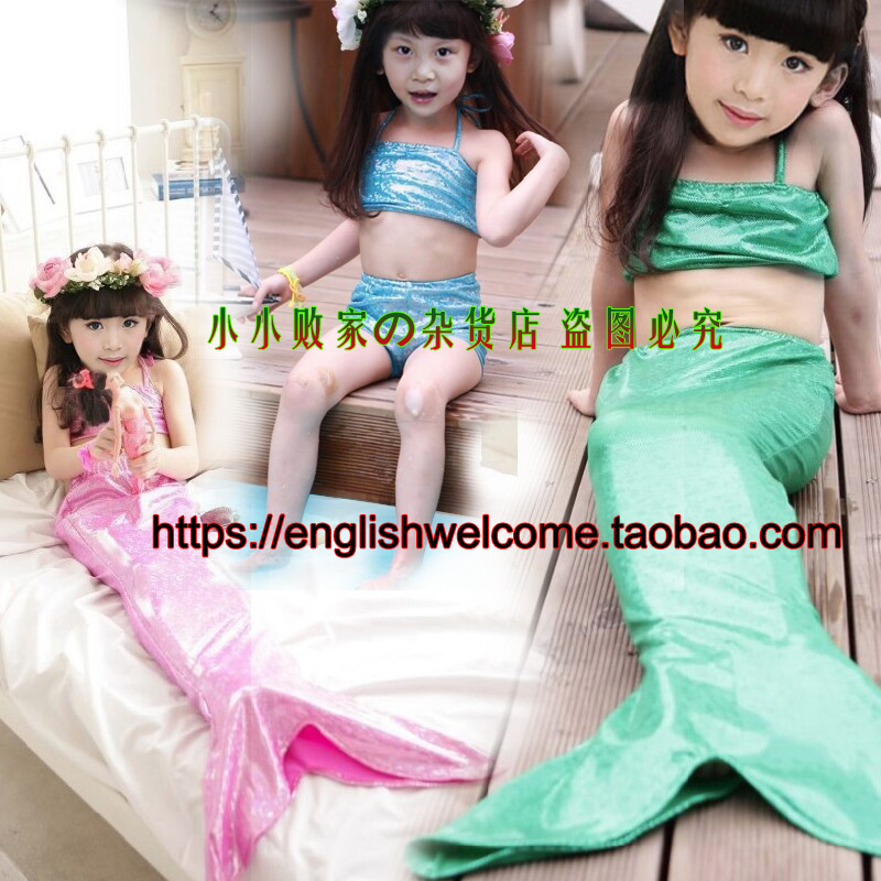 3pc kids swimsuit bikini Mermaid Tail tropical swimwear swim