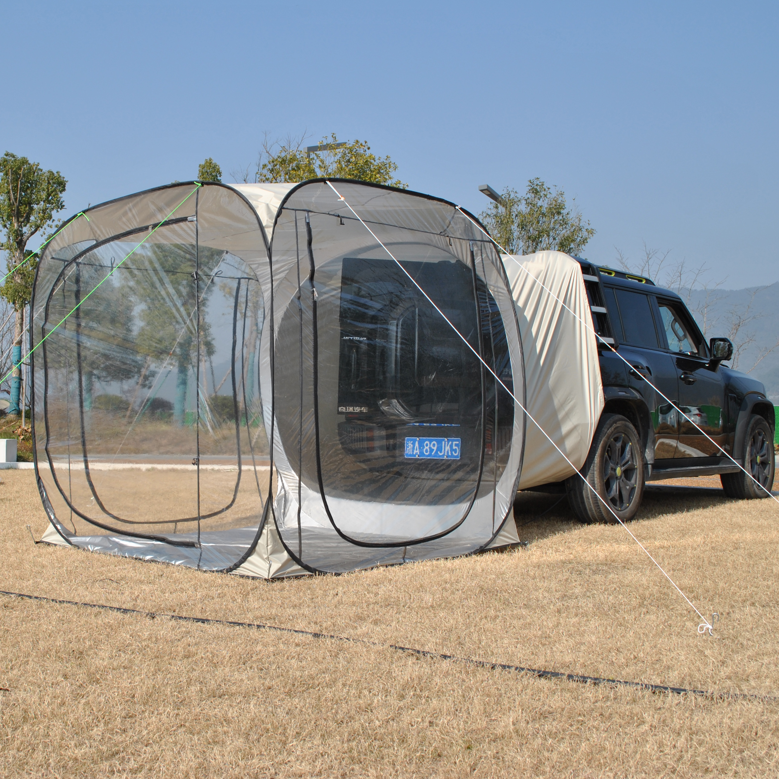 免搭建车尾帐篷,自动车尾透明帐篷,车尾PVC帐篷速开车尾星空帐篷