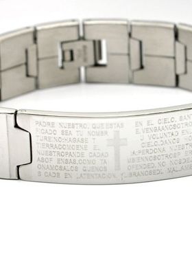16MM宽英文钛钢手链/不掉色不变色/不锈钢(带磁)手链[1711]