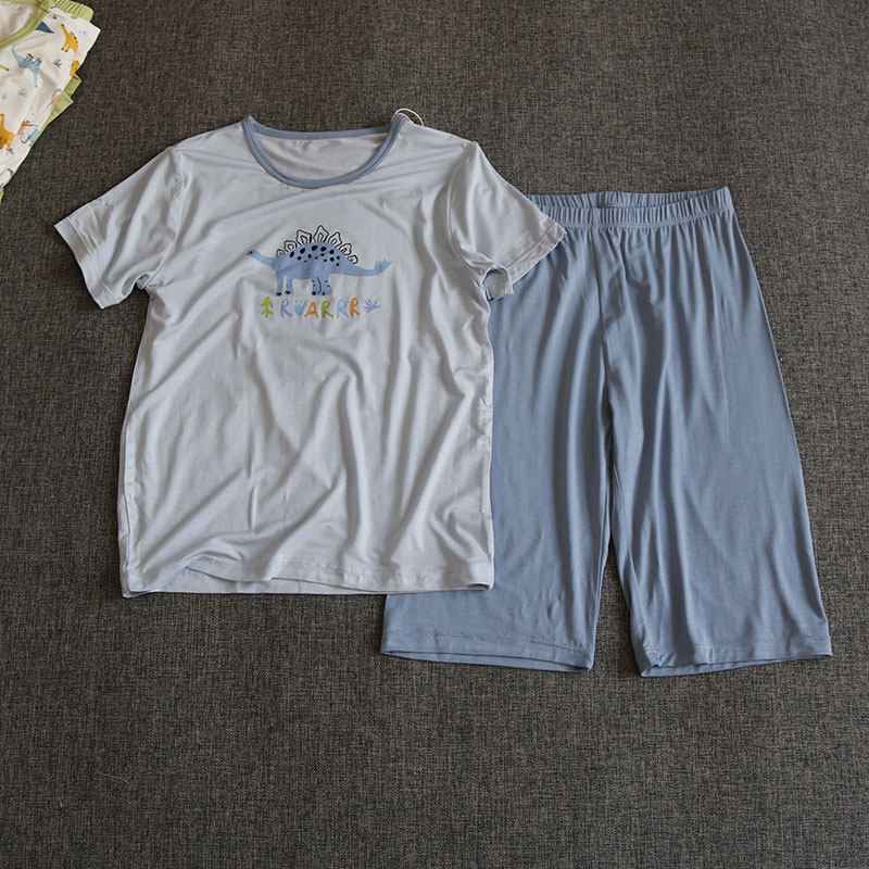 儿童短袖家居服套装夏季薄款莫代尔男童睡衣垂感宽松很柔软中大童