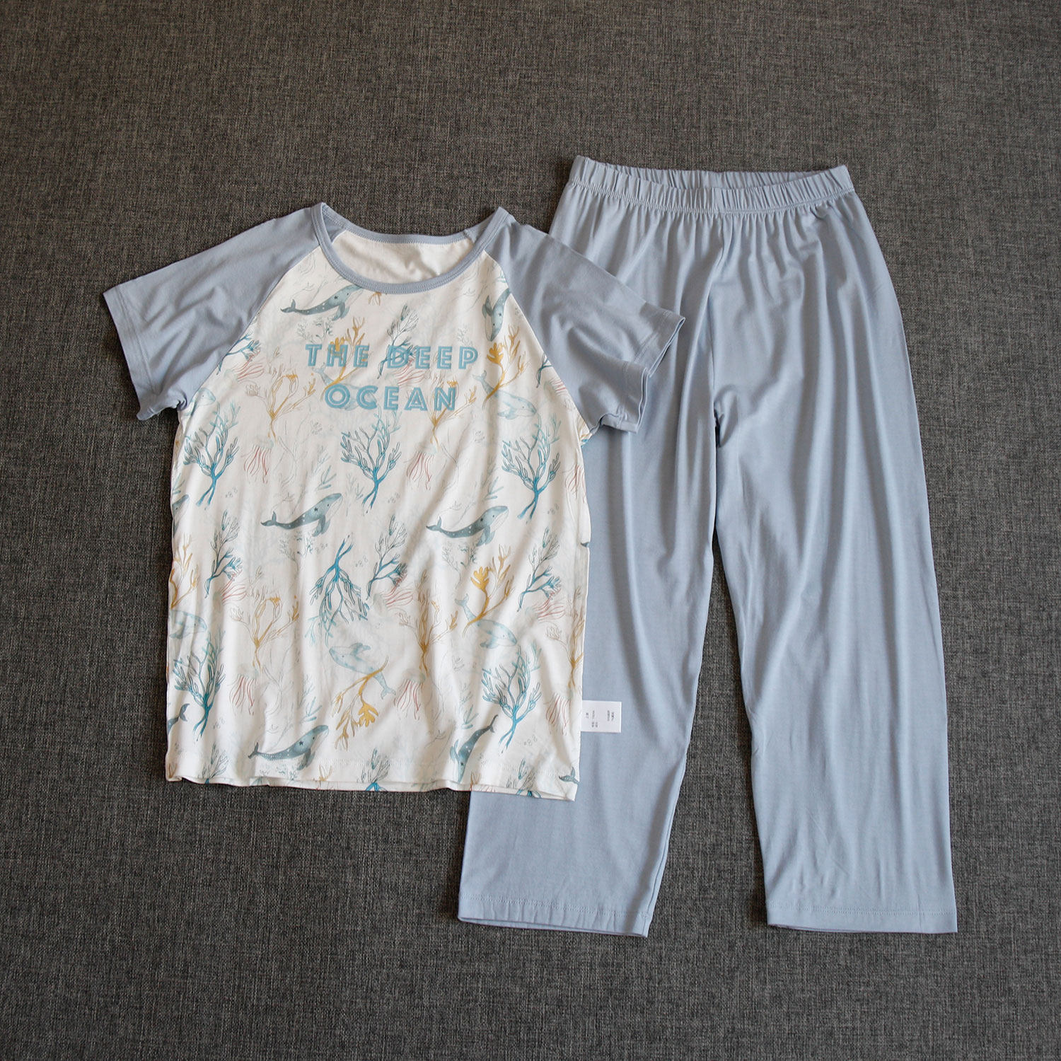 儿童家居服天套装短袖长裤莫代尔冰丝空调服男童优可丝七分袖睡衣