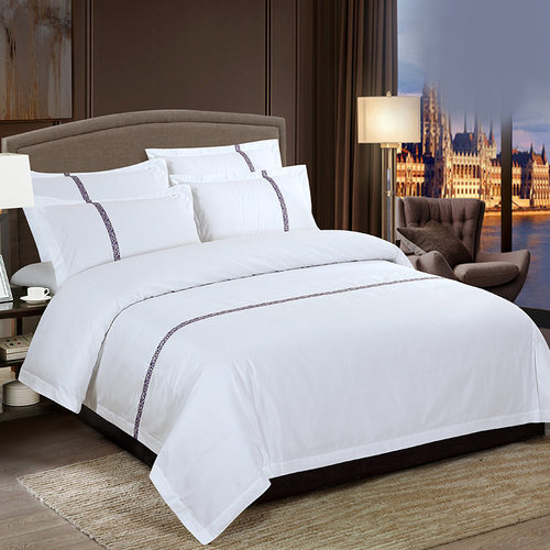 床上用品贡缎镶条被套床单四件套