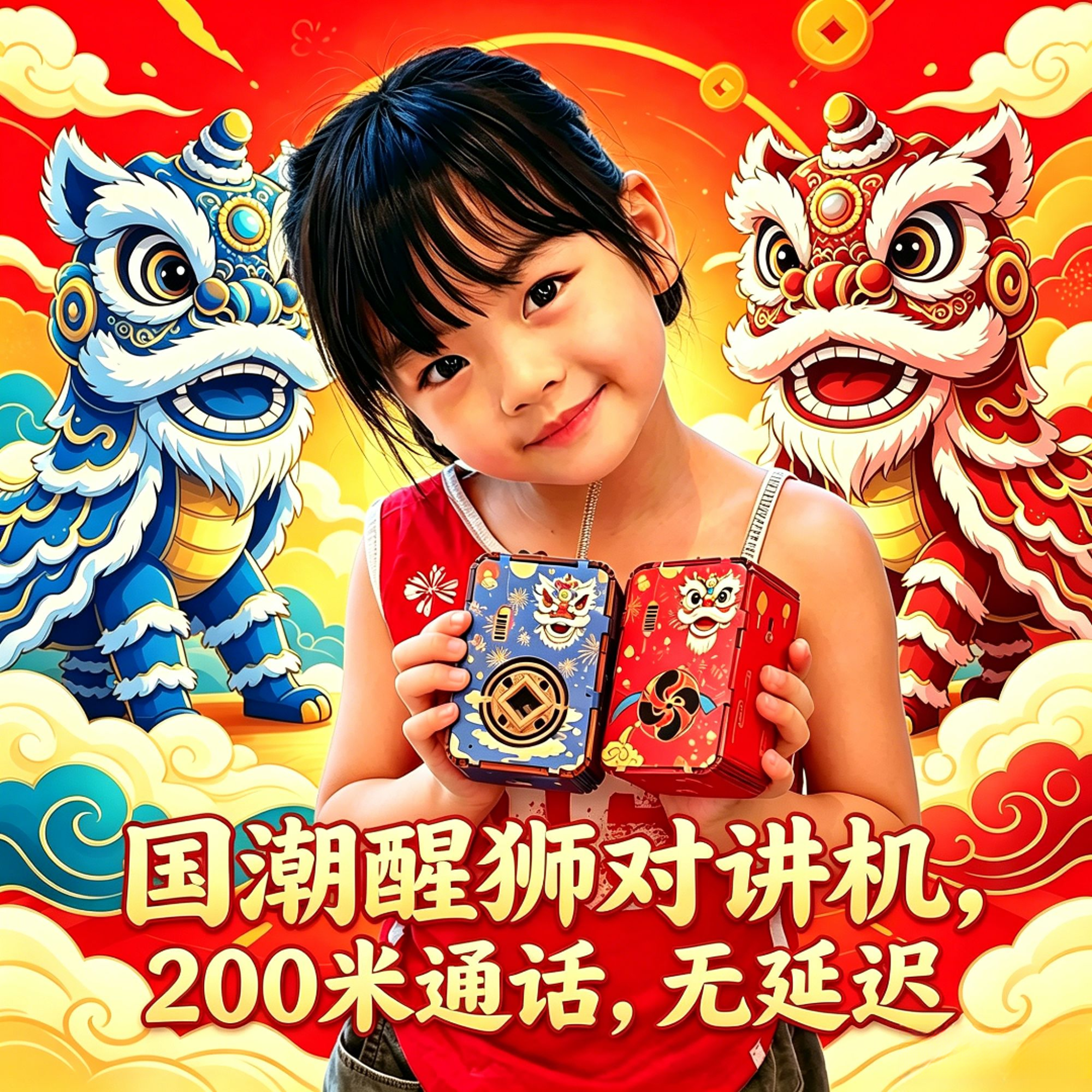 国潮醒狮无线对讲机DIY手工制作科学套装儿童创意玩具儿童节礼物