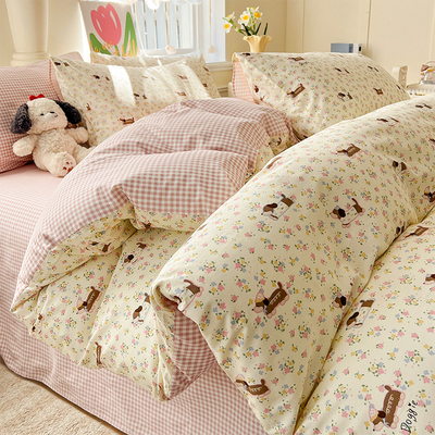 床上四件套100全棉亲肤ins风卡通