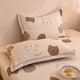 100全棉磨毛加厚单人学生宿舍枕头套48cmx74cm 简约纯棉枕套一对装