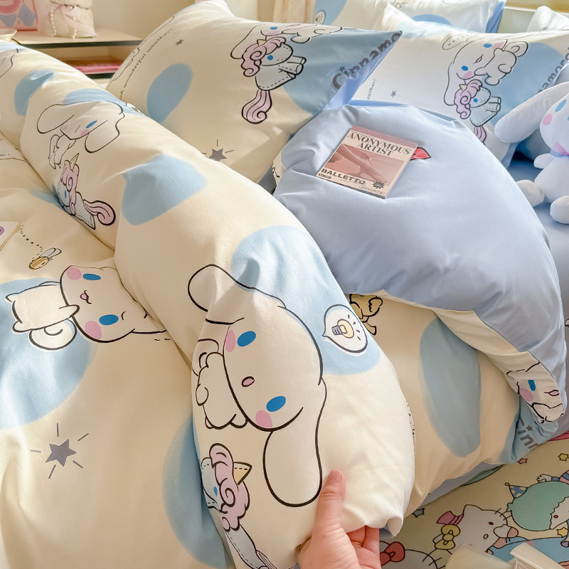 玉桂狗卡通可爱纯棉四件套全棉亲肤被套床单人学生三件套床上用品,床上用品,床品套件/四件套/多件套,淘宝优惠券,粉丝福利购,淘宝优惠卷