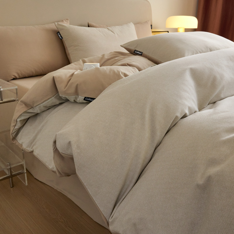 冬季床上四件套全棉加厚磨毛简约