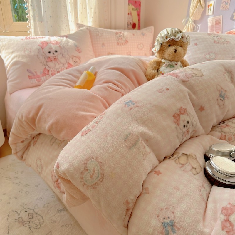 加厚保暖牛奶绒四件套少女心双面法兰绒床上用品冬季珊瑚绒三件套,床上用品,床品套件/四件套/多件套,淘宝优惠券,粉丝福利购,淘宝优惠卷