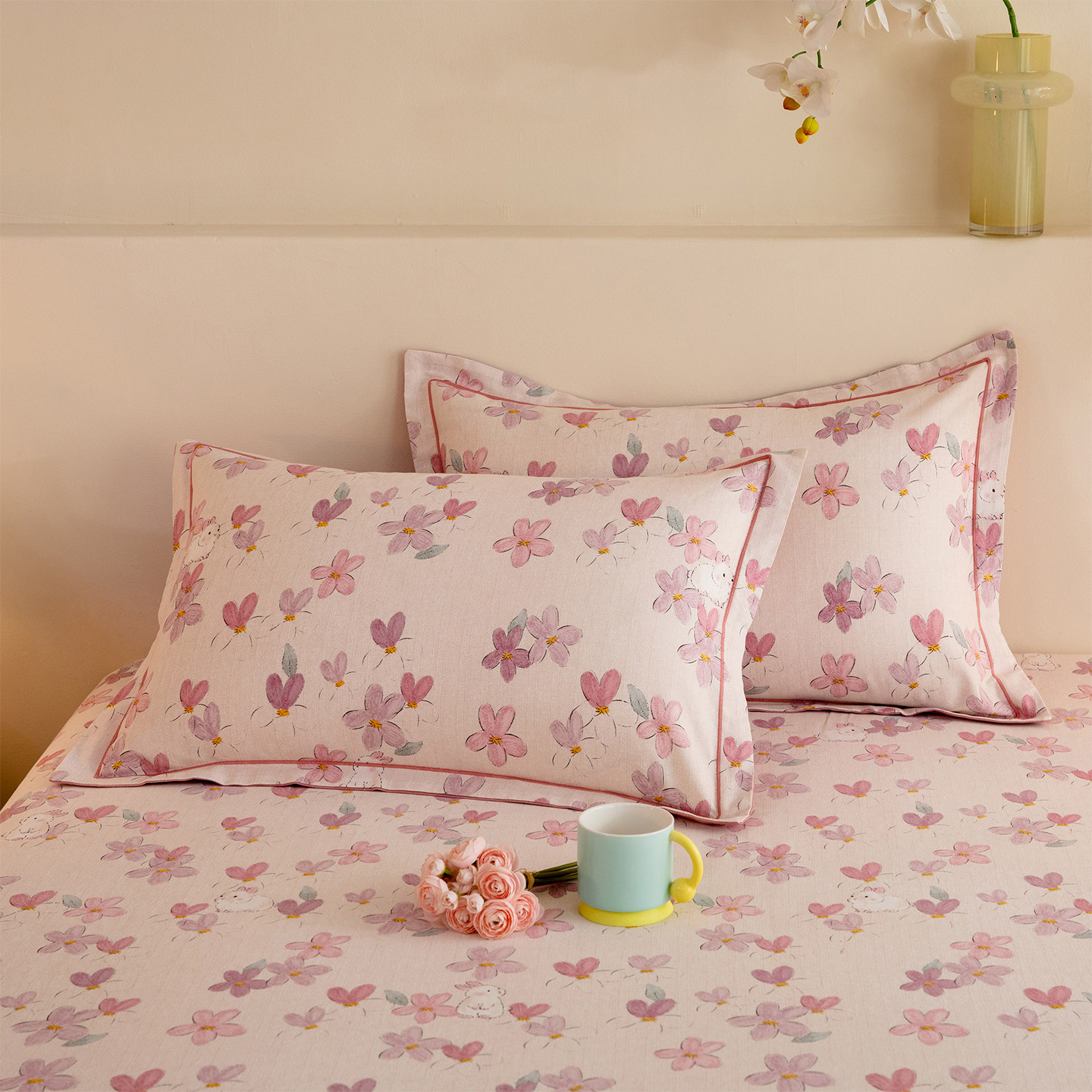 ins小清新纯棉加厚磨毛单人枕套冬季枕头套一对装全棉枕芯套48x74