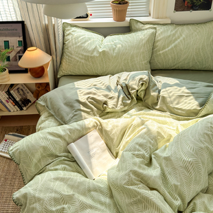 2025新款A类秋冬加厚磨毛四件套简约100全棉纯棉被套床单人三件套