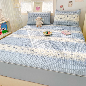 夏天A类床笠款乳胶凉席三件套可水洗折叠冰丝1.5m1.8米空调软席子