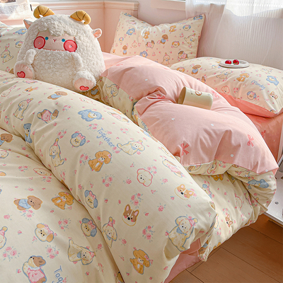 ins卡通100全棉纯棉被套单件被罩