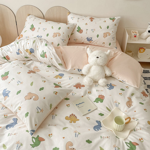 ins卡通100全棉纯棉被套单件被罩