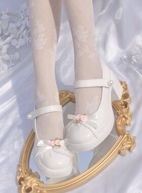 小妖静玛丽珍手工粗跟鞋Lolita