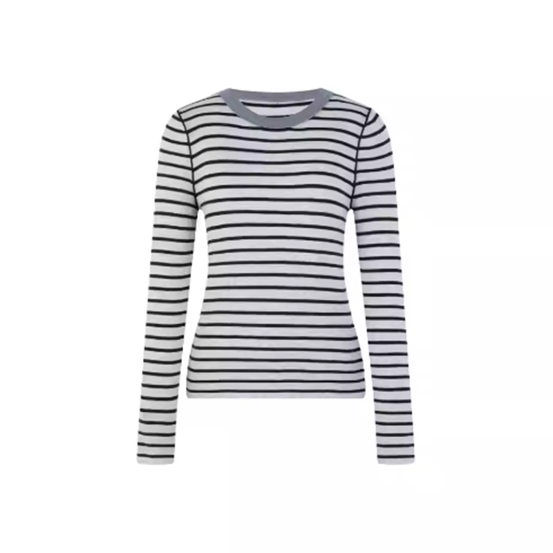 美洋MEIYANG 芝麻曲奇打底衫 绵羊毛混纺圆领修身撞色条纹衫,女装/女士精品,毛针织衫,淘宝优惠券,粉丝福利购,淘宝优惠卷