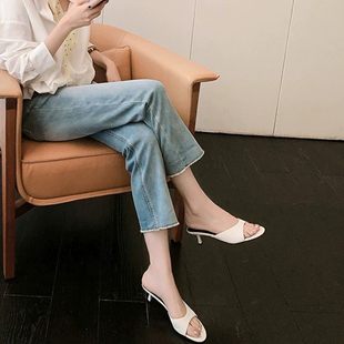 美洋MEIYANG 下午茶凉拖 优雅女人味~牛皮羊皮细跟高跟鞋