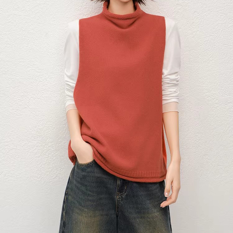 美洋MEIYANG 花束针织背心 26春绵羊毛_卷边高领无袖马甲