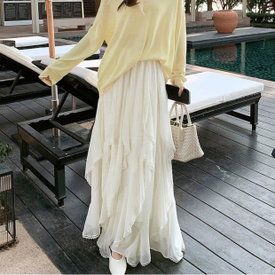 美洋MEIYANG 晚风漫步半身裙【商场同款】雪纺纱_黑白仙女裙