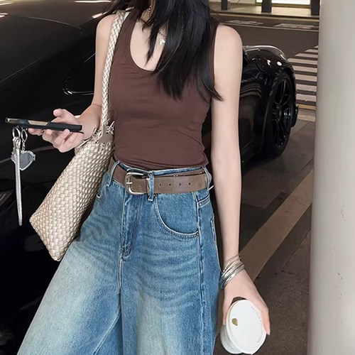 美洋MEIYANG 松子背心 兰精天丝羊毛|修身百搭U领无袖上衣
