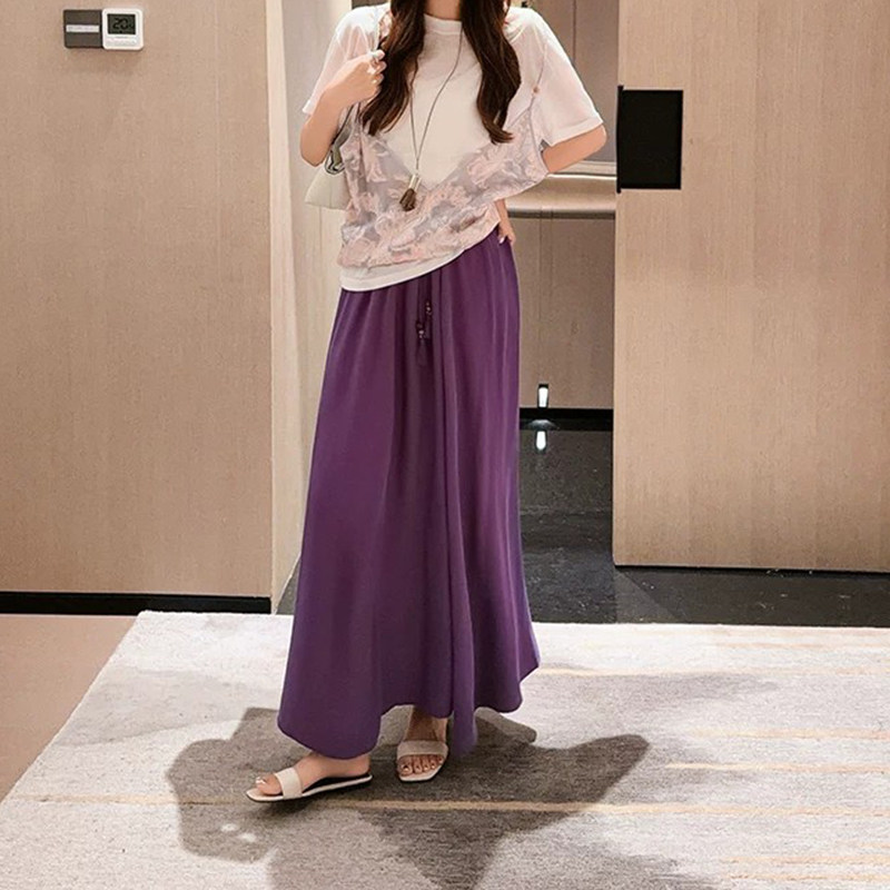 美洋MEIYANG 紫霞半裙 A摆大量感~莱赛尔人丝松紧碎褶伞裙