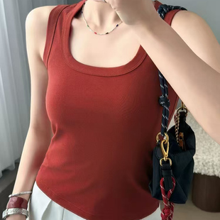 美洋MEIYANG 瘦瘦背心 长期主义~拉架棉简约U领上衣
