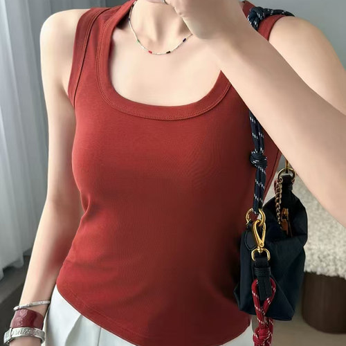 美洋MEIYANG 瘦瘦背心 长期主义~拉架棉简约U领上衣