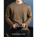 50S液氨丝光棉长袖 纯白色内搭2025秋冬宽松高级感 T恤男圆领打底衫