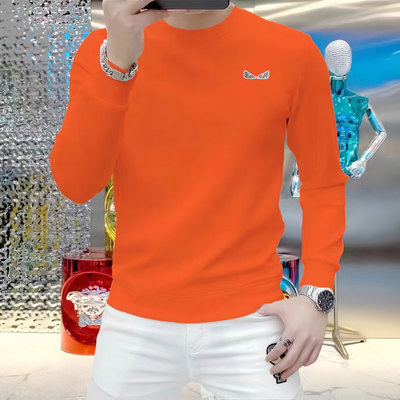 时尚亮色银标男士丝滑弹力卫衣