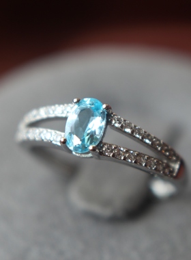 玉绾925纯银天然托帕石戒指