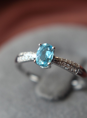 玉绾925纯银天然托帕石戒指